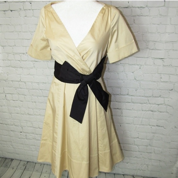 Kate Spade Havana Dress With Bow Size 4 Cream - Picture 2 of 8